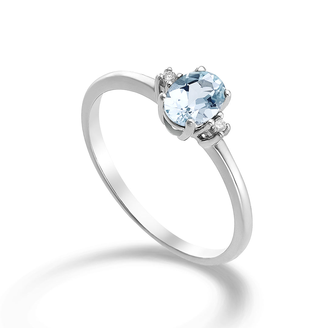 Mikiko an 9k oval aquamarine 6x4 ct.0.30 diam. 0.02 ct MA5072R4AM