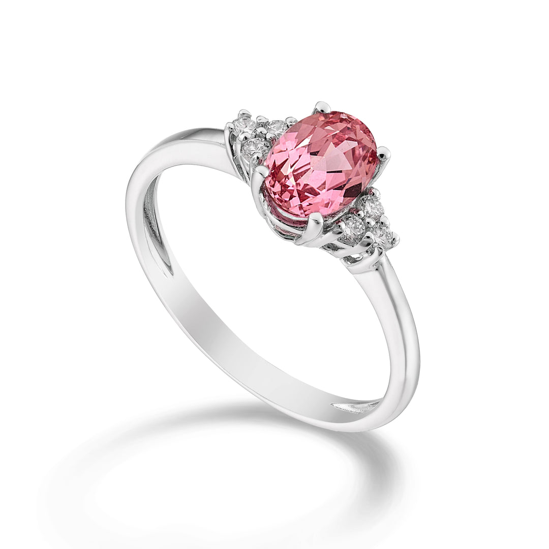 Mikiko an 18k oval pink sapphire 7x5 ct.0.80 dia ct.0.09 MA5112O4ZFRP