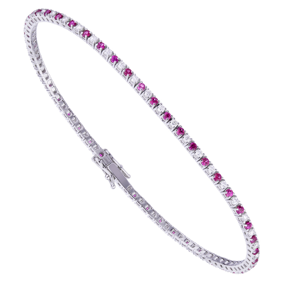 World Diamond Group tennis bracelet cast. wire diamonds+rubies ct.1.91 BTF001DIRU2-19324000015