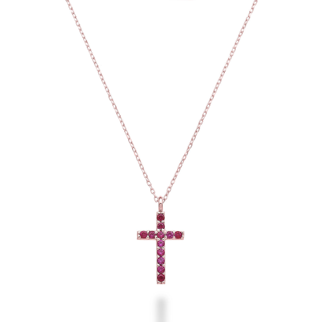 Nihama cl 18k cross size 2 rose gold with rubies 0.07 ct NDCRO2O3RBR