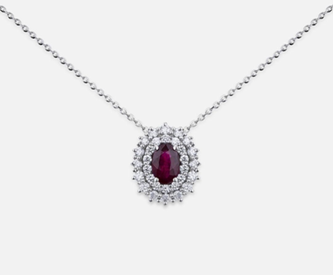 Nihama cl 18k ruby ​​n. oval 6x4 ct.0.52 dia ct.0.37 ND5060O4RBN052
