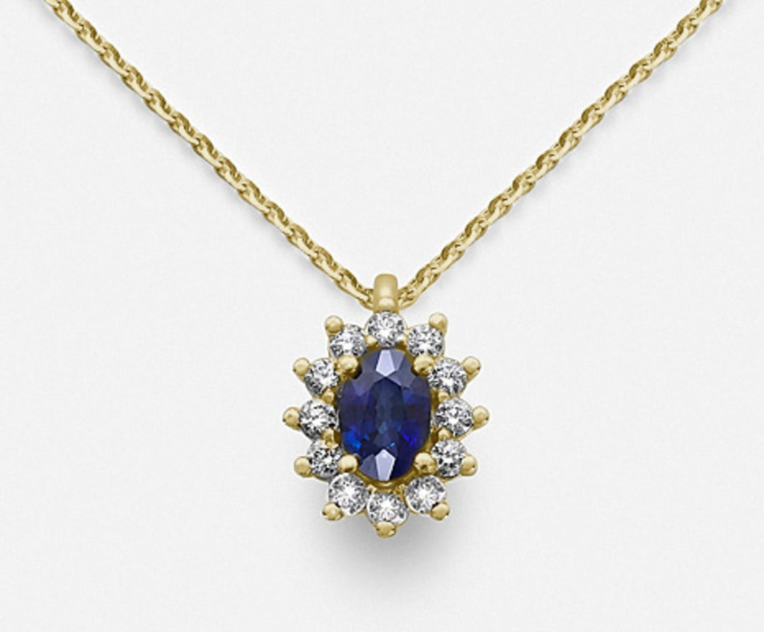 Nihama cl 18k oval sapphire 6x4 yellow gold 0.40 ct diam. 0.23 ct ND5047O1ZFD