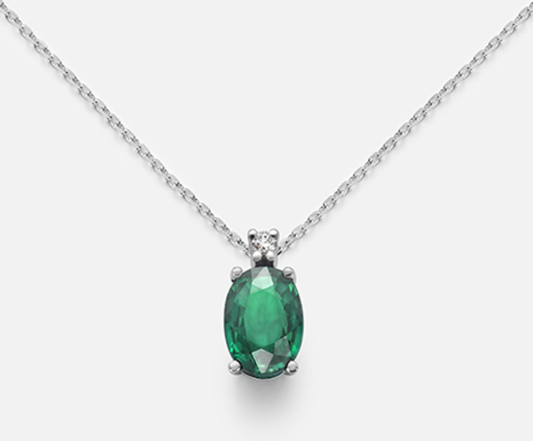 Nihama cl 9k oval emerald 7x5 ct.0,60 diam. ct.0,015 ND5035R4BE