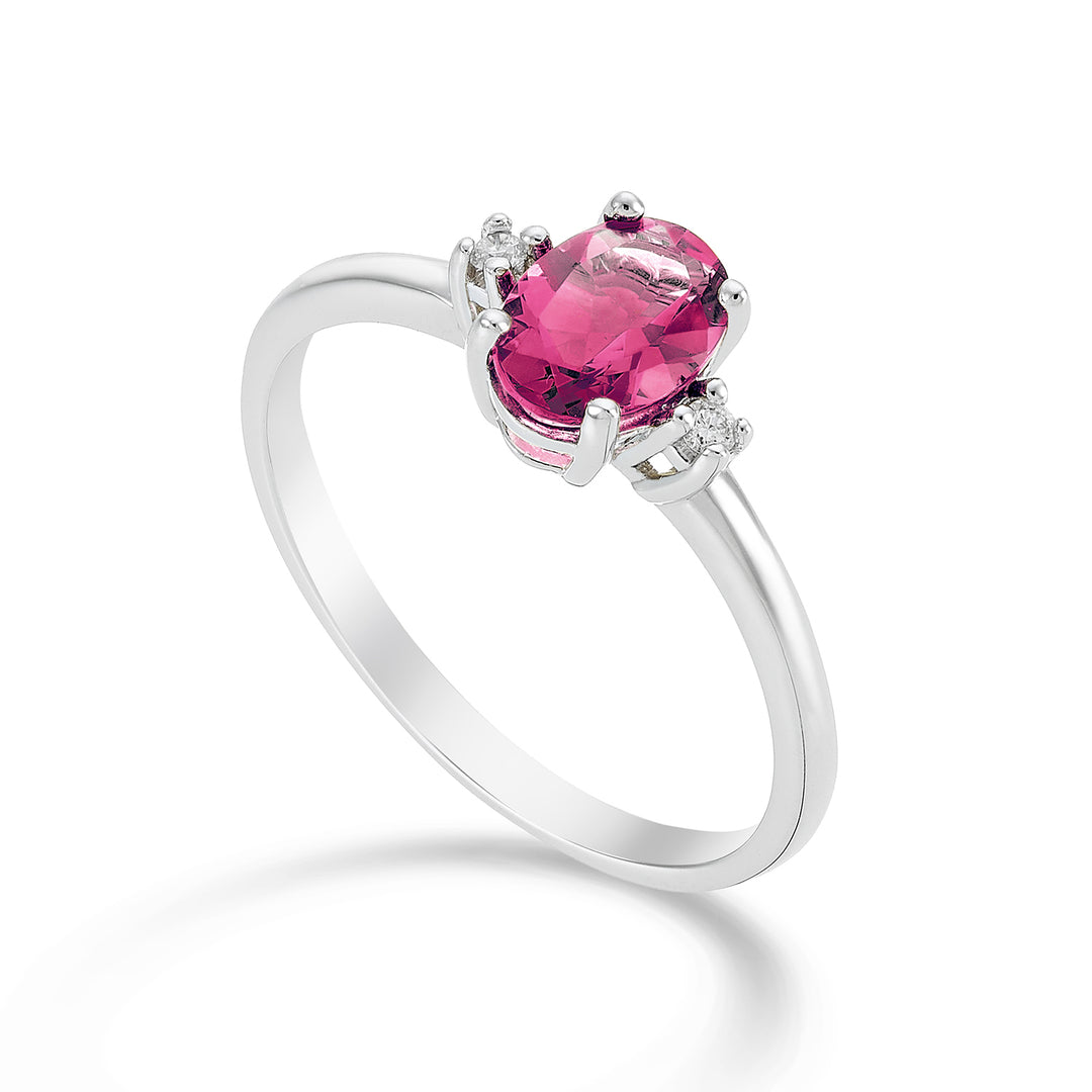 Mikiko an 18k oval pink topaz 7x5 ct.0,80 diam. ct.0,03 MA5073O4TPPK