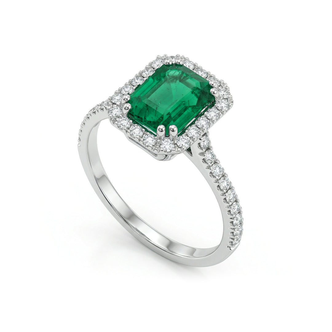 X-Diamond an 18kt lab g.d. octagonal lab emerald 7x9 ct. 2.00 and outline diam ct. 0.40 LXDACL072DISM79O4