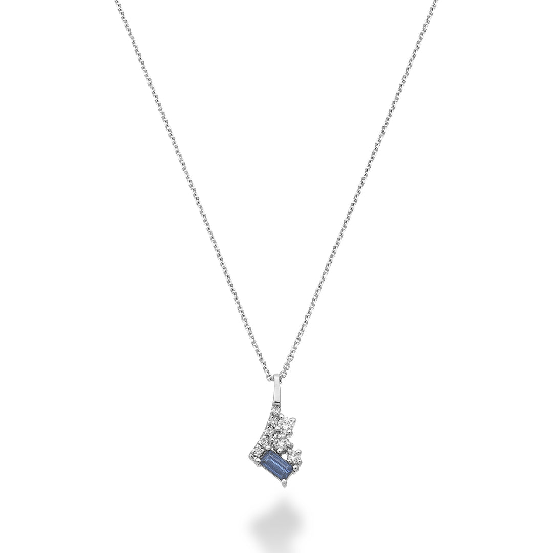 Golay multistone necklace diamonds and baguette sapphire GMP786DZBB-25343110151
