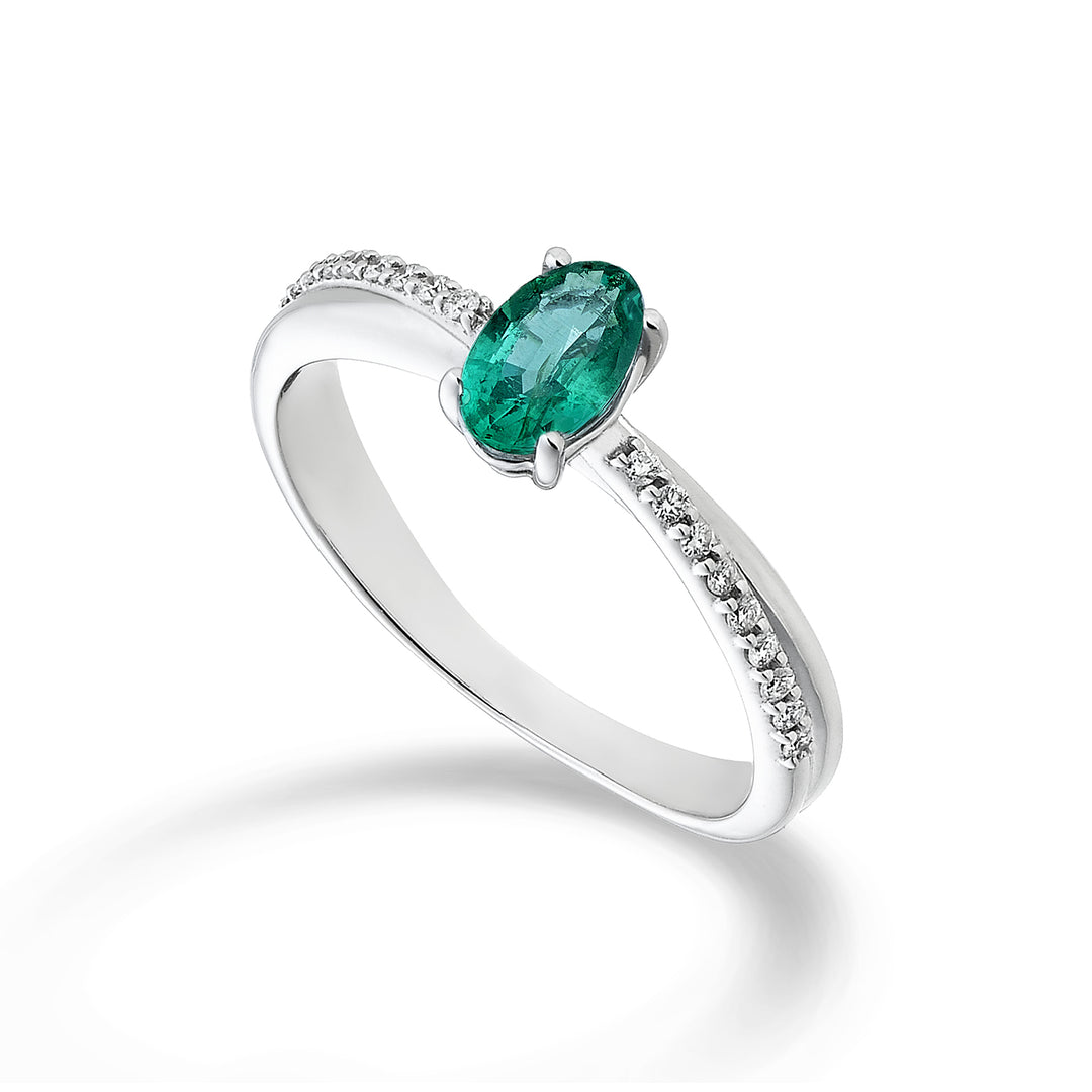 Nihama an 18k emerald n. oval 6x4 ct.0.42 diam. ct.0.07 NA5103O4SMN042