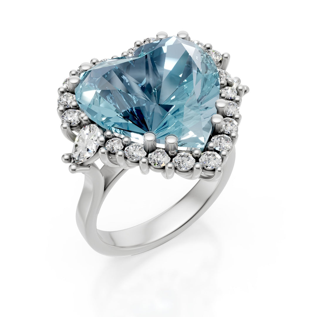 Golay heart aquamarine ring 14x13 with contour APU540DAQ-25192110080
