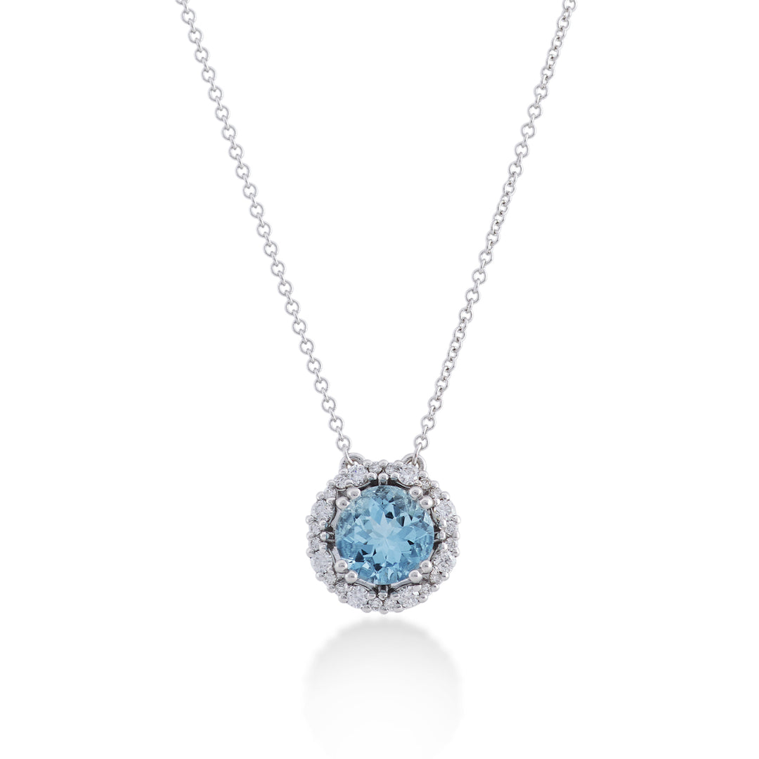 Nihama cl 18k round aquamarine 8mm ct.1,64 diam. ct.0,30 NDCLC087DIAQ1O4.164