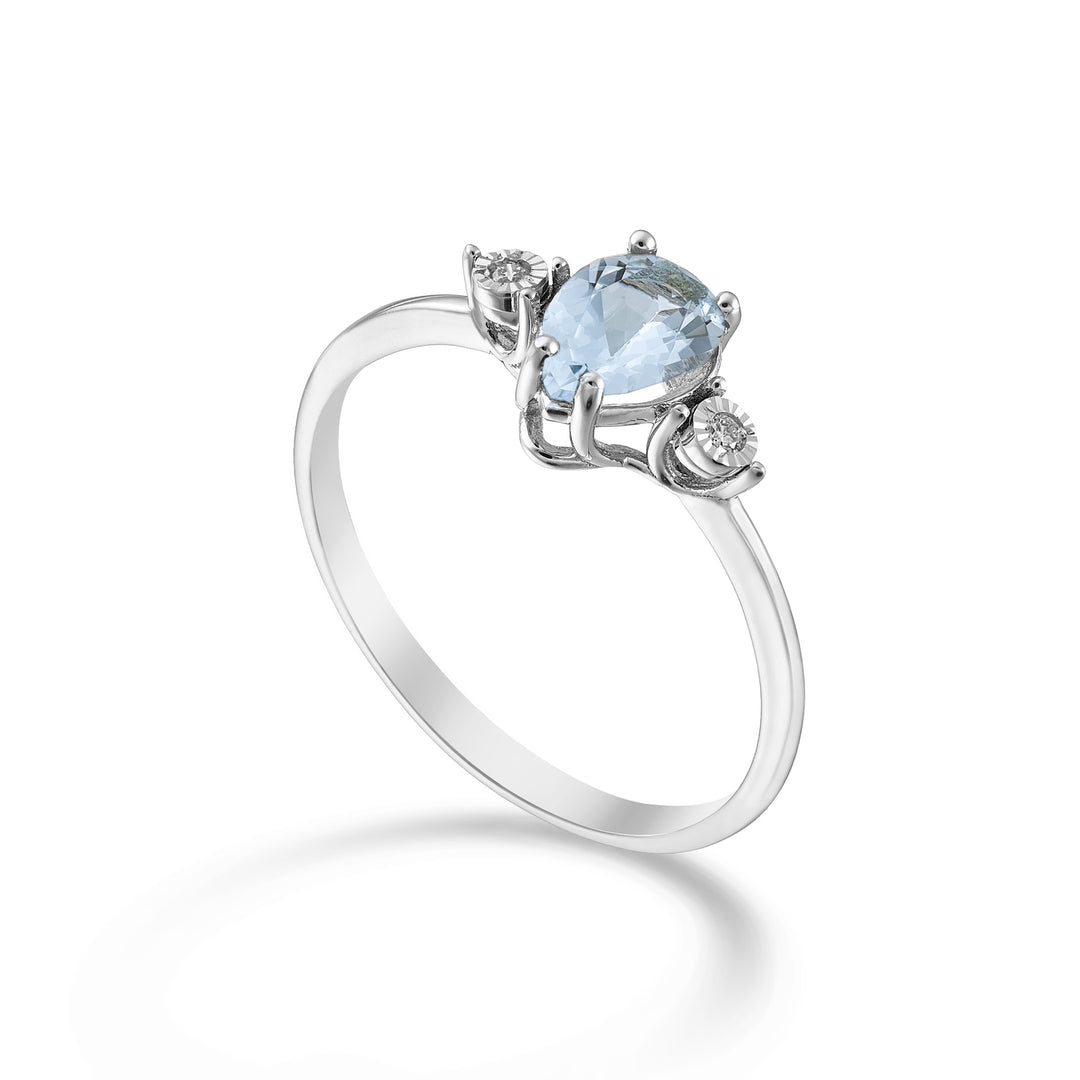 Nihama an 9k aquamarine drop 7x5 and side diamonds NA5214R4AM