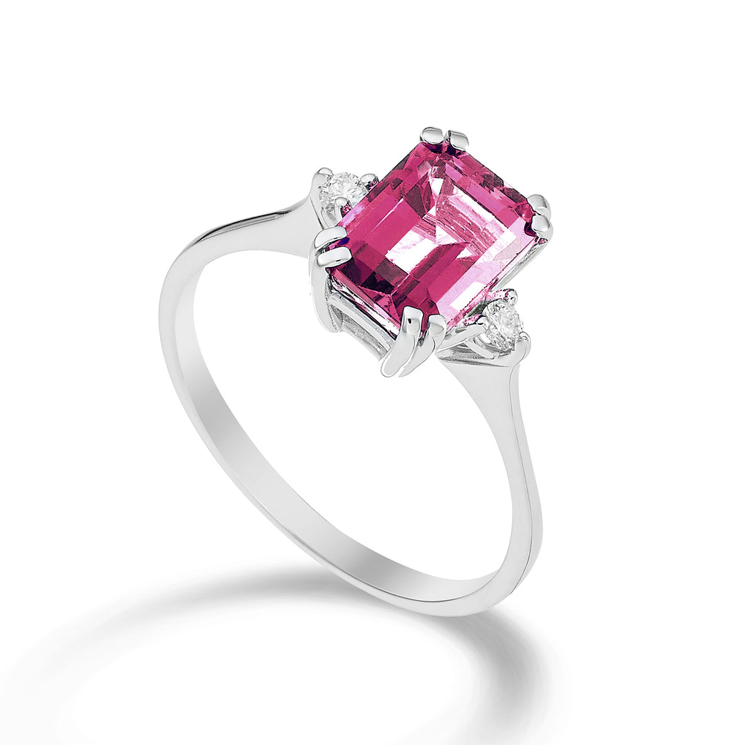Nihama an 18k octagonal pink topaz 8x6 ct.1,90 diam. ct.0,06 NACL090DITPPK3O4