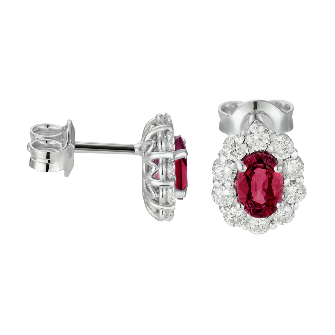 Golay 4x6 oval ruby earrings and diamonds OCL042DIRU-24310110043