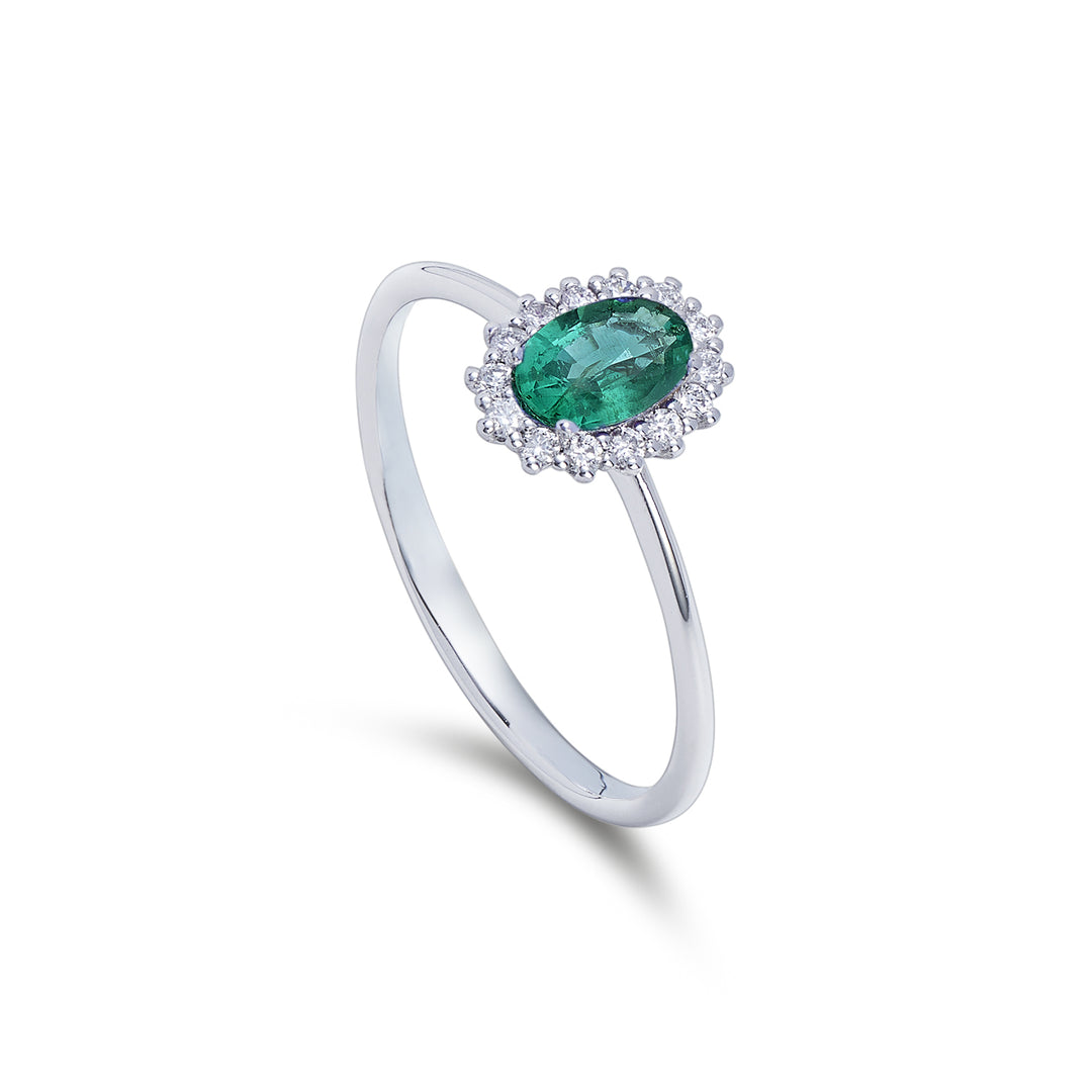 Nihama an 9k oval emerald 6x4 ct.0,30 diam. 0.13 ct NA5141R4BE
