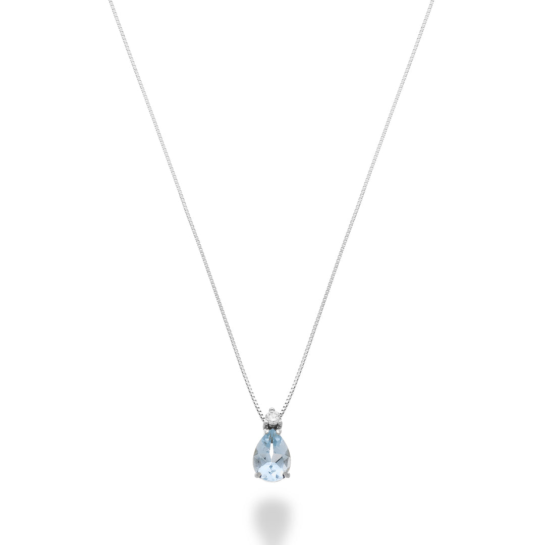 Nihama cl 9k aquamarine drop 6x4 with diamond ND5191R4AM