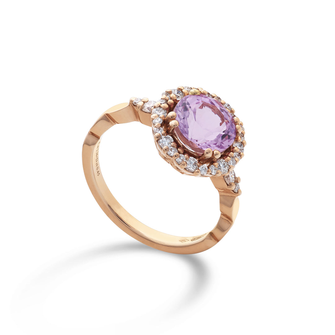 Nihama an 18k round kunzite 8mm ct.2.36 diam. ct.0.45 NACLC087DIKZ1O3.236