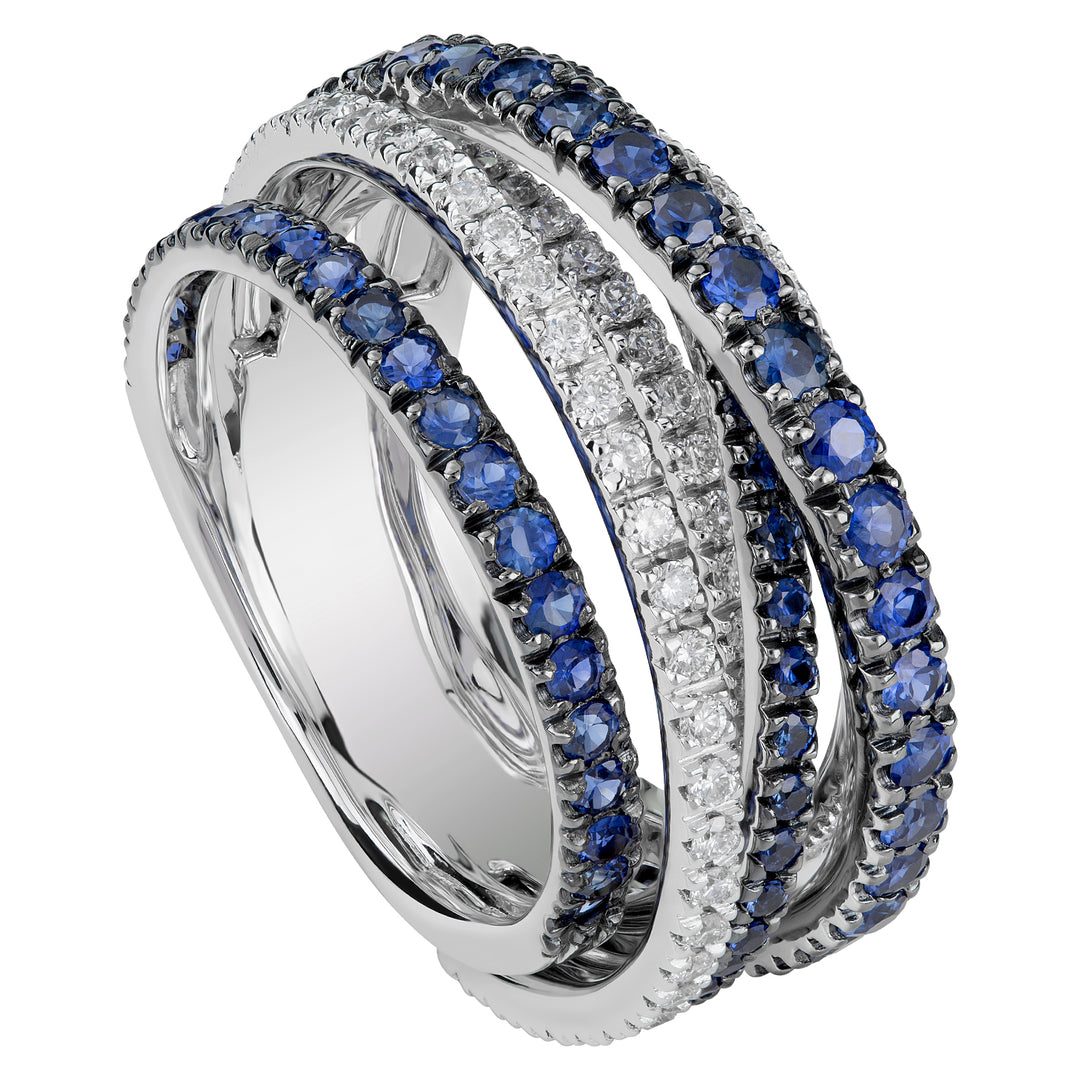 Golay pave diamond and sapphire intertwined ring APV020DIZB4-18068110056