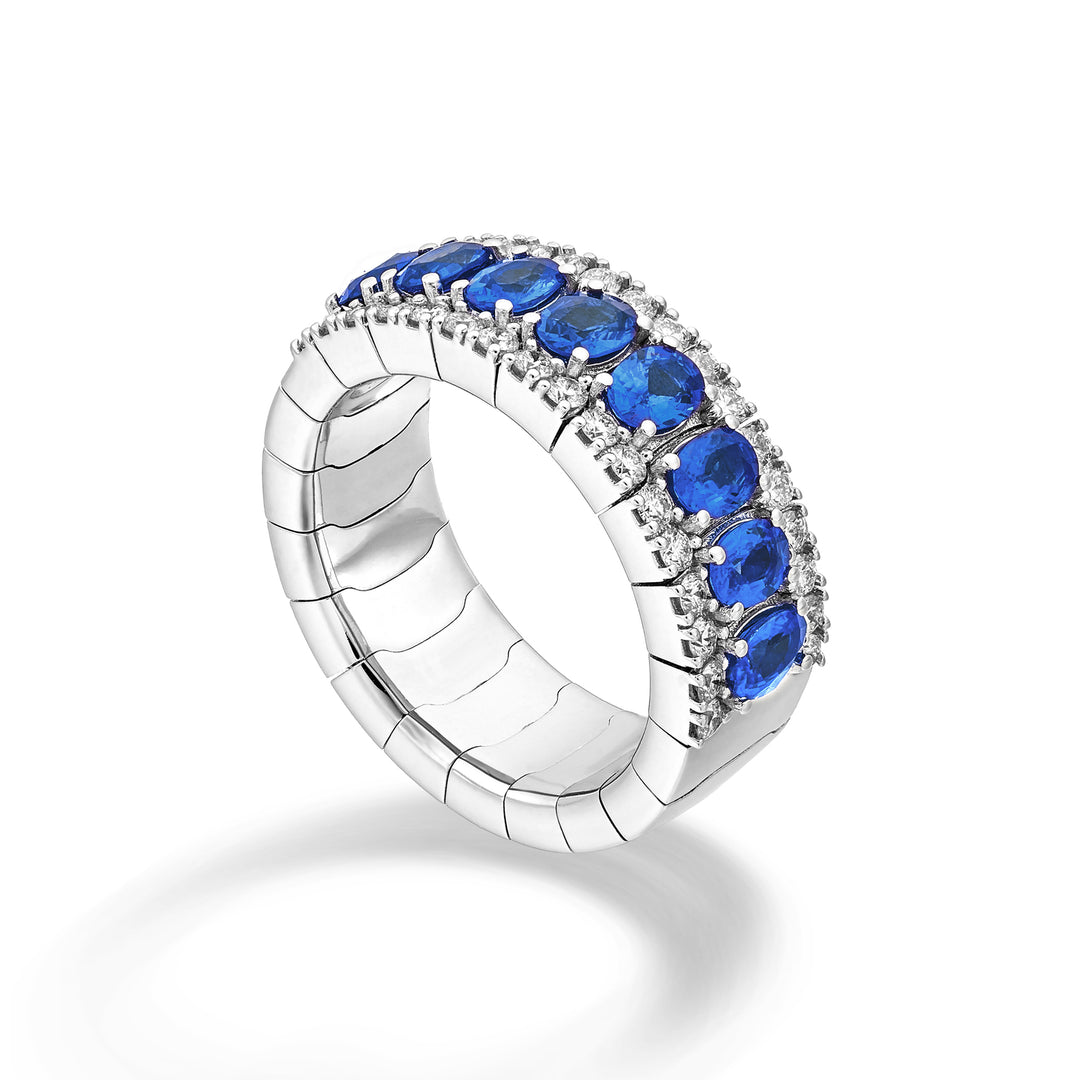 Golay elastic riviera ring with 8 oval sapphires 4x3 and diam ARE447DZB438-25128110108