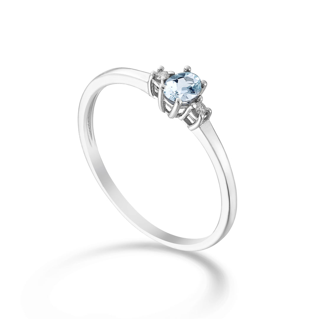 Nihama an 9k oval aquamarine 4x3 ct.0,14 diam. 0.02 ct NA5190R4AM