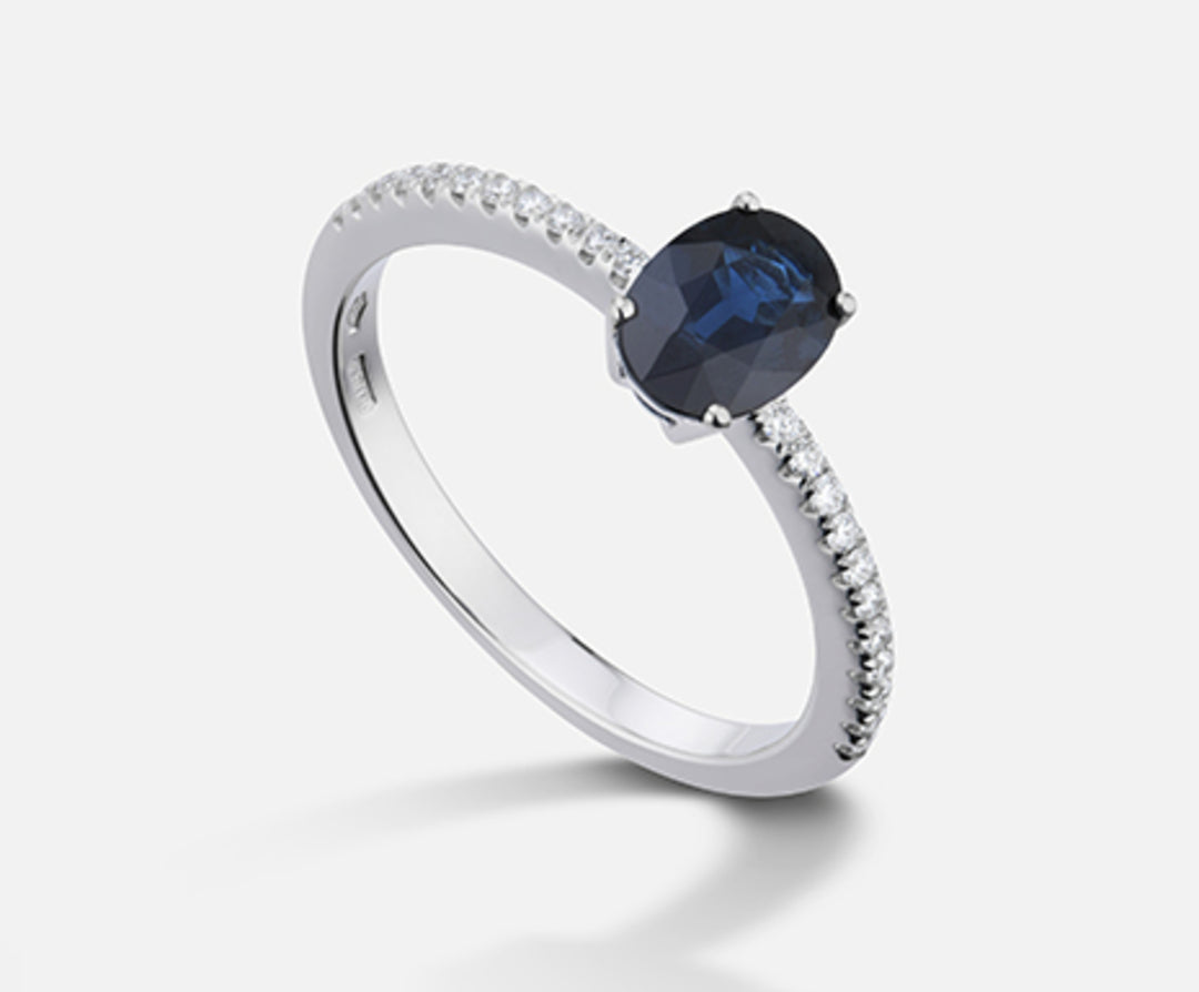 Nihama an 18k sapphire no. oval 7x5 ct.0.97 diam. 0.13 ct NA5104O4ZFN097
