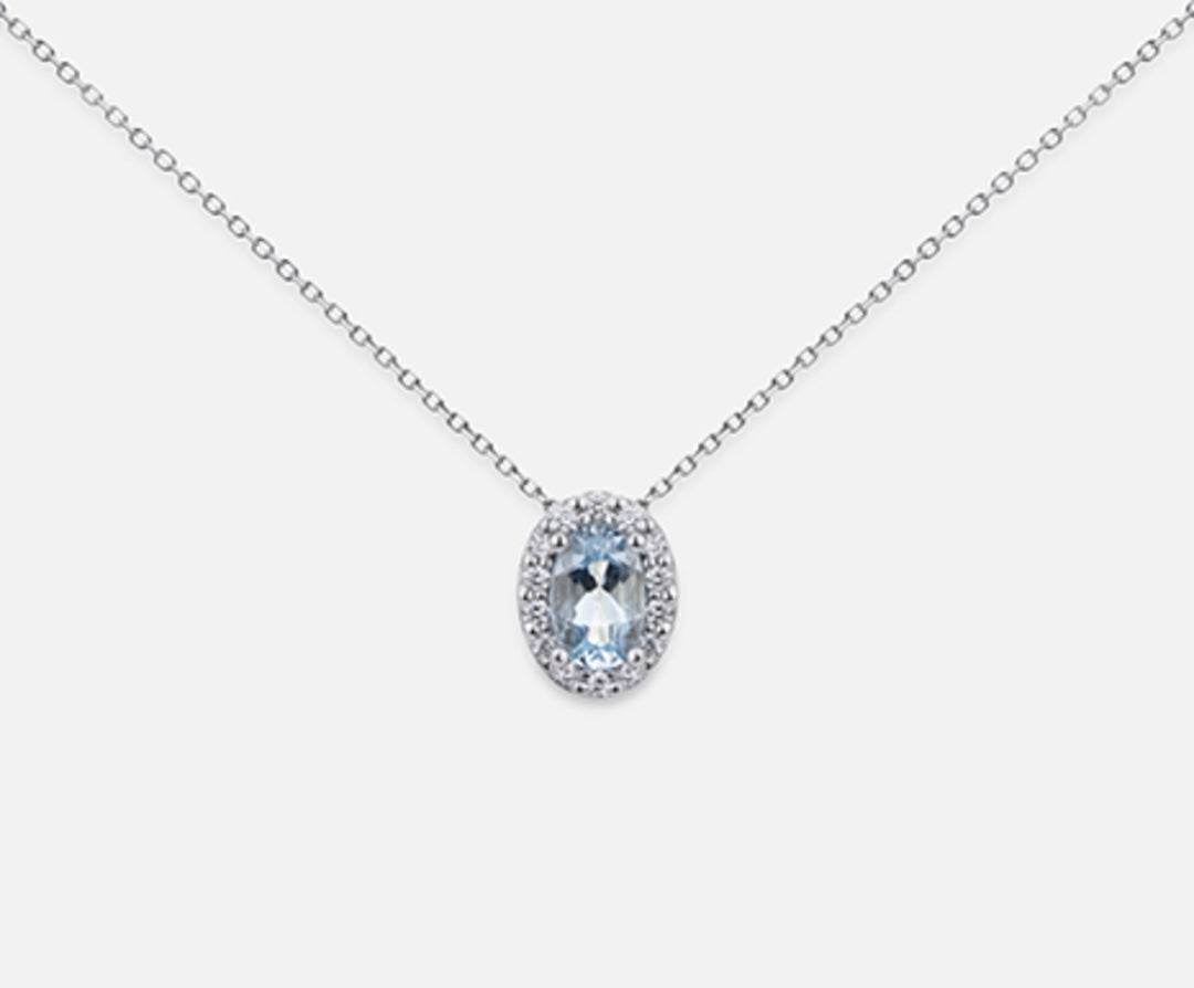 Nihama cl 18k oval aquamarine 6x4 ct.0.30 dia ct.0.09 ND5059O4AM