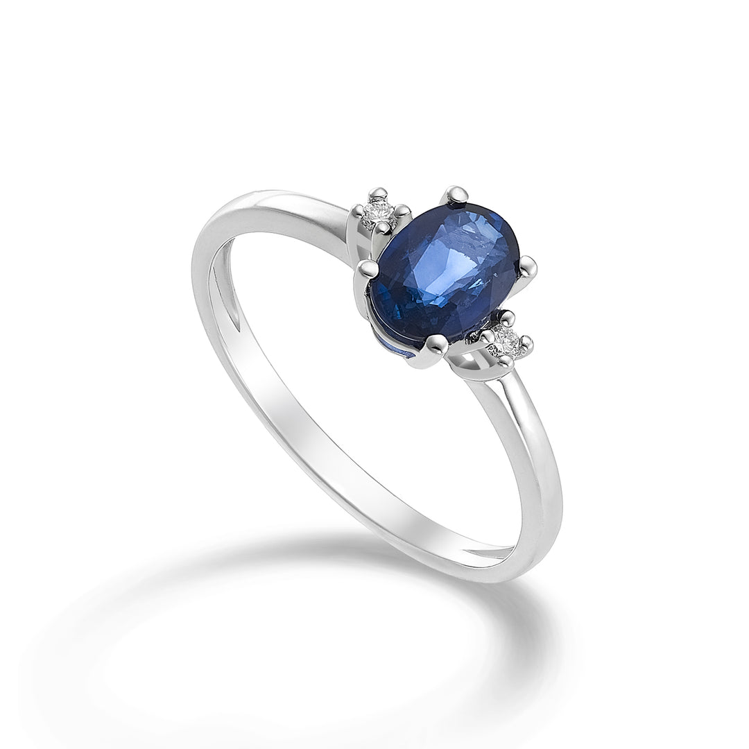 Nihama an 9k oval sapphire 7x5 ct.0.80 diam. 0.03 ct NA5073R4ZFD