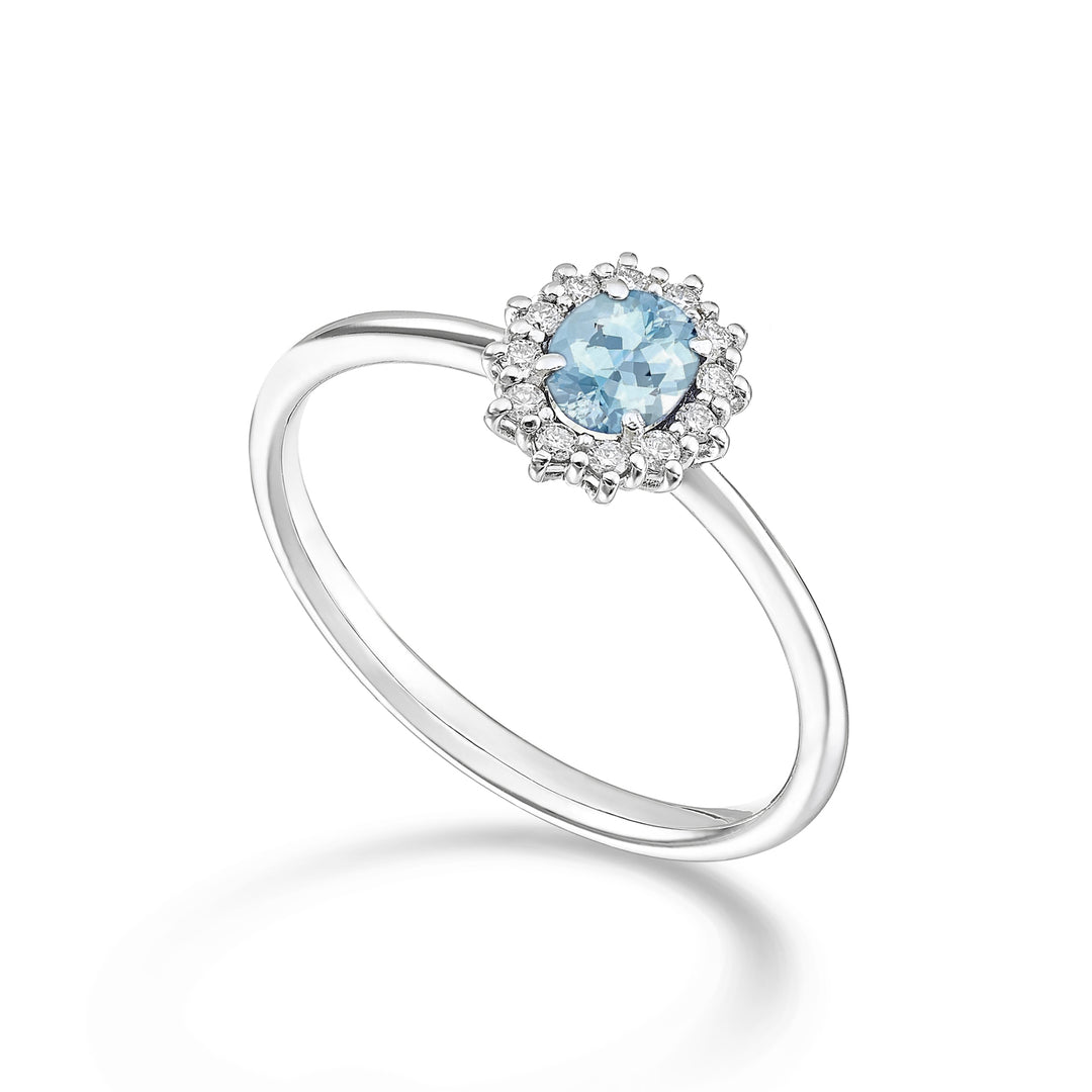 Nihama an 9k oval aquamarine 5x4 ct.0,30 diam. 0.10 ct NA5167R4AM