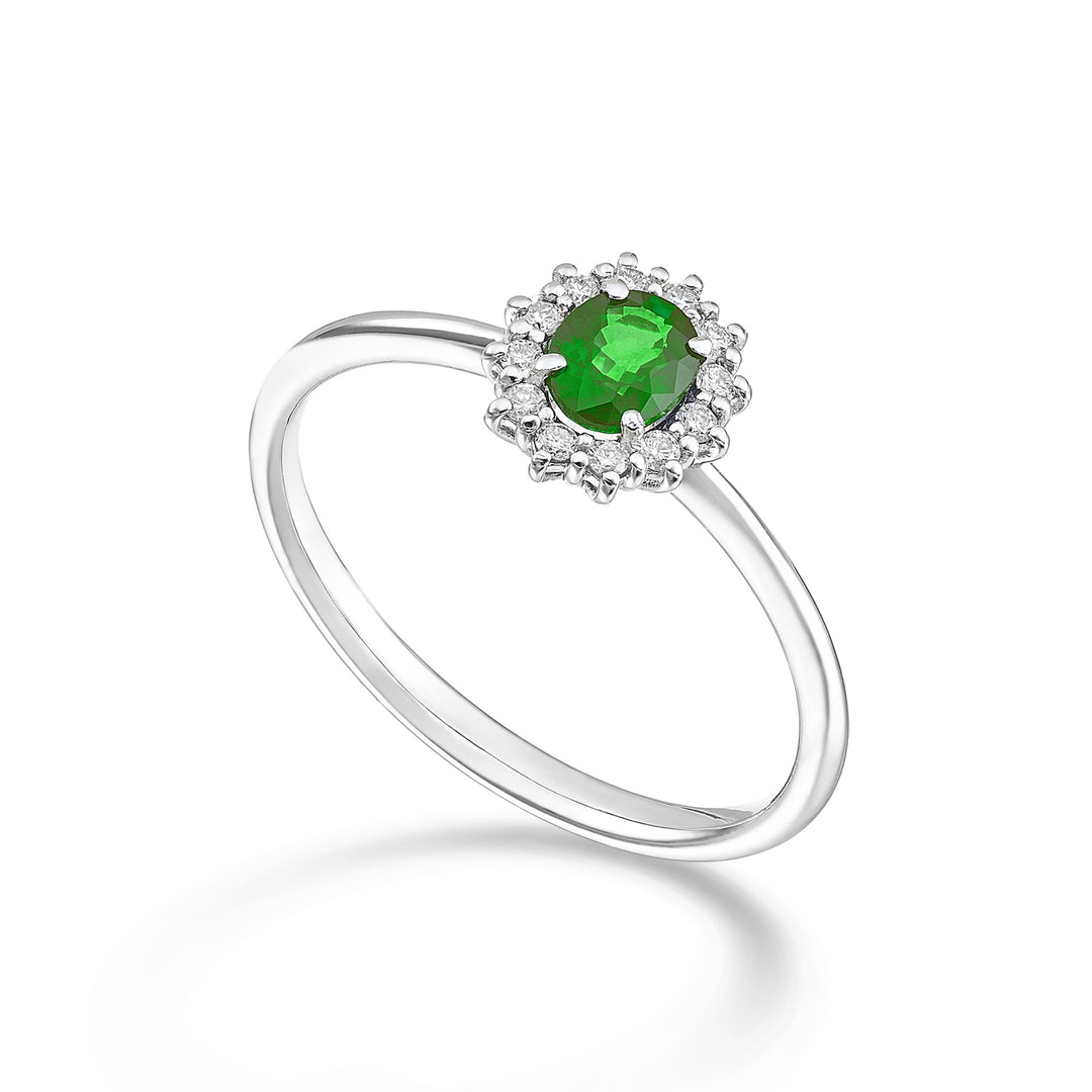 Nihama an 9k nat. emerald. oval 5x4 ct.0.30 diam. 0.10 ct NA5167R4SMN