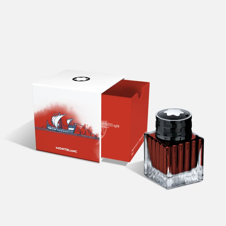 Montblanc Ink Bottle 50ml Meisterst ⁇ ck x Olympic Heritage Paris 1924 Red 132952