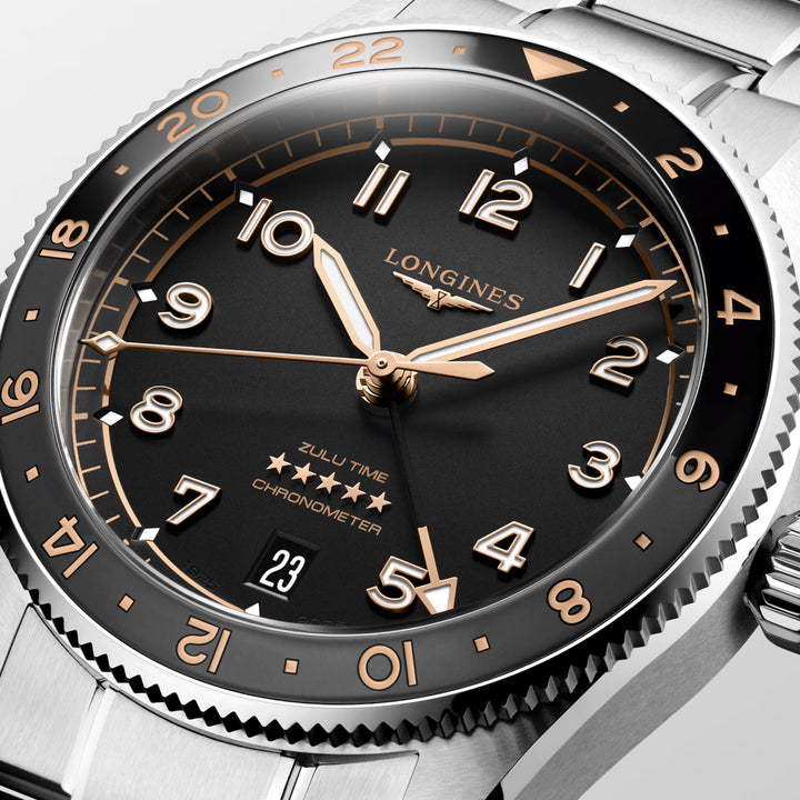 Longines Watch רוח זולו זמן 39 מ"מ פלדה אוטומטית שחורה L3.802.4.50.6