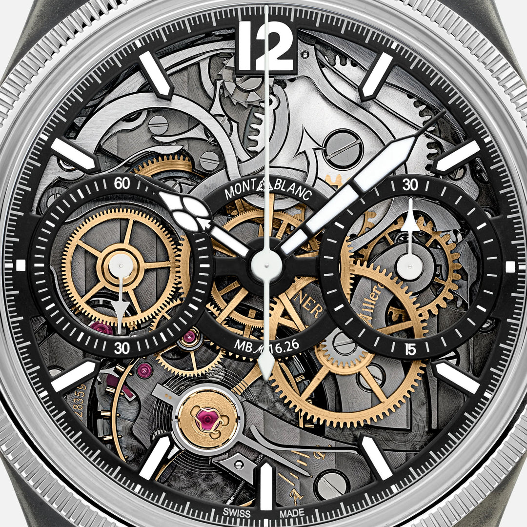 Montblanc Watch 1858 הסוד שנחשף Minerva Monopusher Chronograph מהדורה מוגבלת - 88 דגימות 43 מ"מ פלדה משופעת ידנית 131155