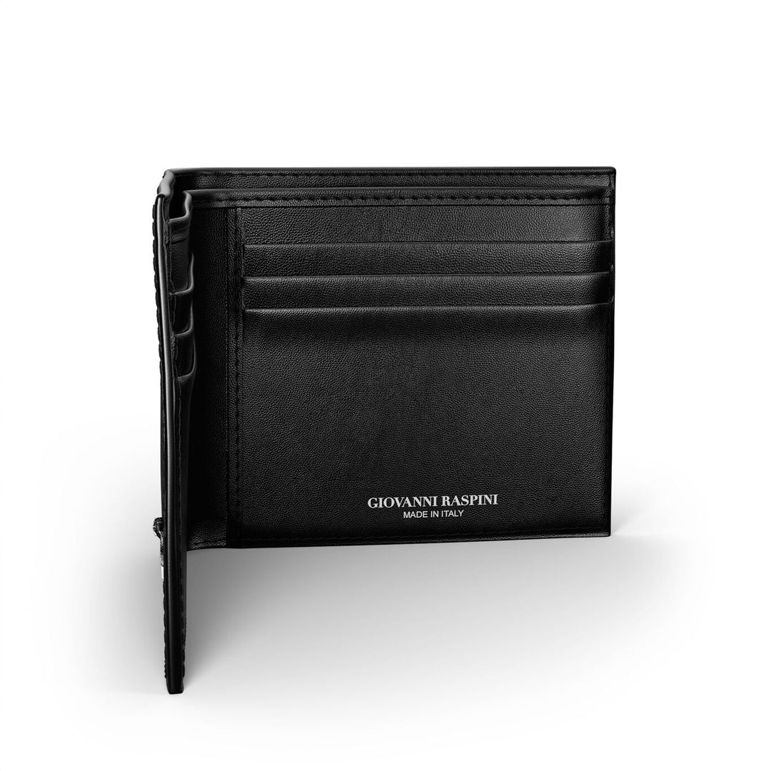 Giovanni Raspini black croco leather wallet 925 silver L0024