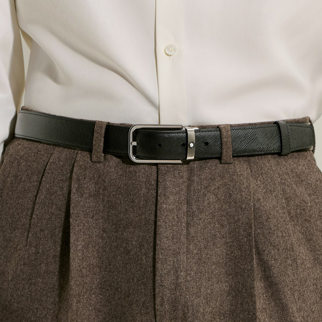 Montblanc reversible belt 30 mm black/ebony Sartorial leather rectangular buckle 223413