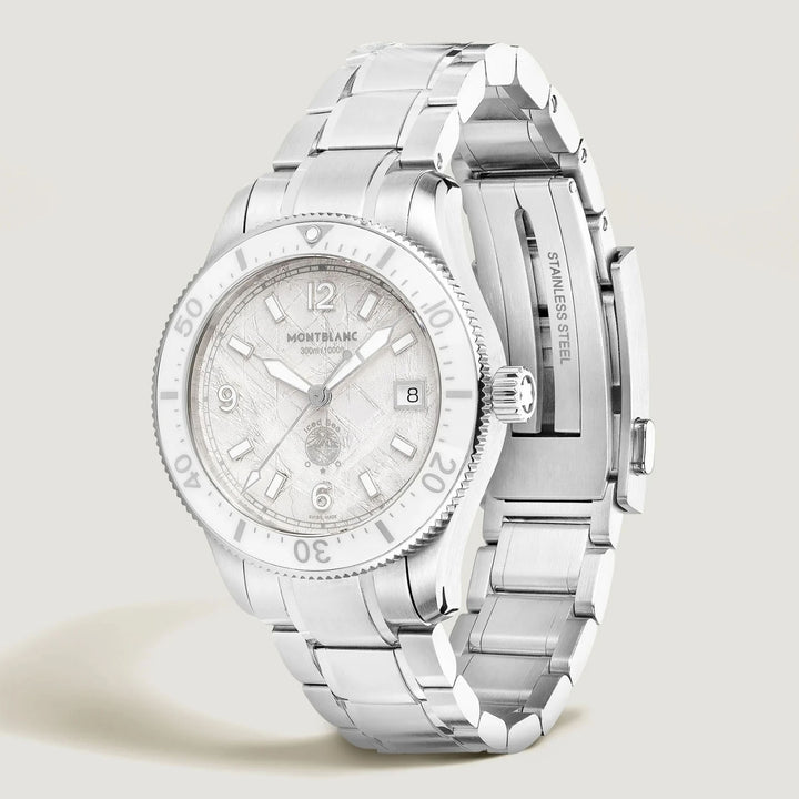 Montblanc Sea Come Automatic Cloack 0 חמצן 38 מ"מ פלדה אוטומטית לבנה 134024
