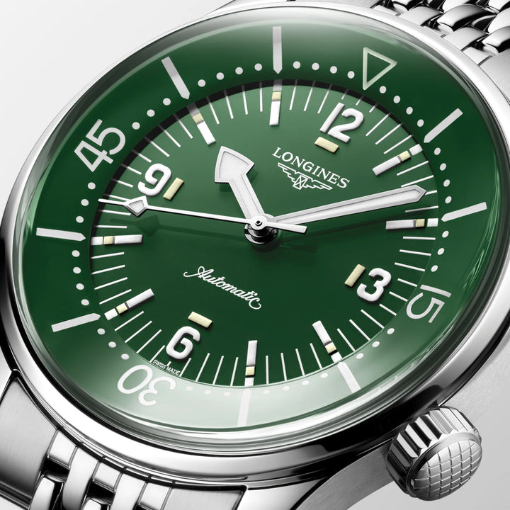 Longines Legend Div 39 מ"מ שעון פלדה ירוקה אוטומטית L3.764.4.4.06.6