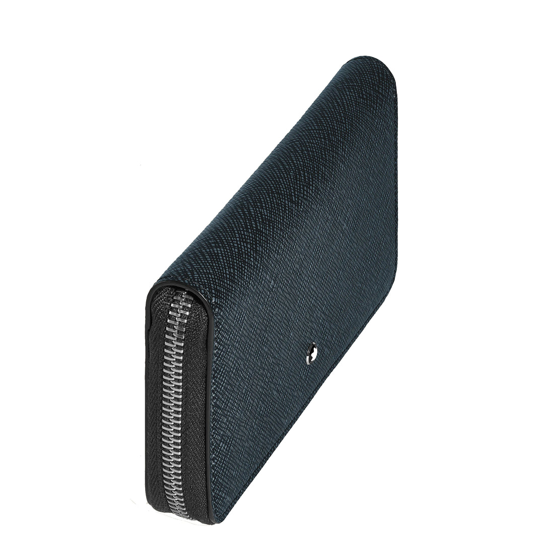 Montblanc World 12 תאים עם רוכסן תאים בינוני טוויד כחול 220362