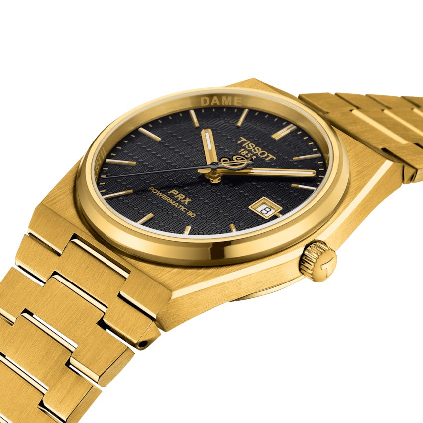 שעון טיסו PRX Powermitic 80 דמיאן לילארד מהדורה מיוחדת 40 מ"מ שחור פלדה אוטומטית גימור PVD זהב זהב T137.407.33.051.00