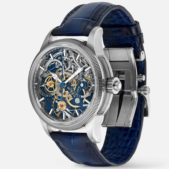 שעון מונטבלאנק 1858 מהדורה מוגבלת של Minerva Chronograph מהדורה מוגבלת - 100 דגימות 43 מ"מ פלדה ידנית שלד 133296
