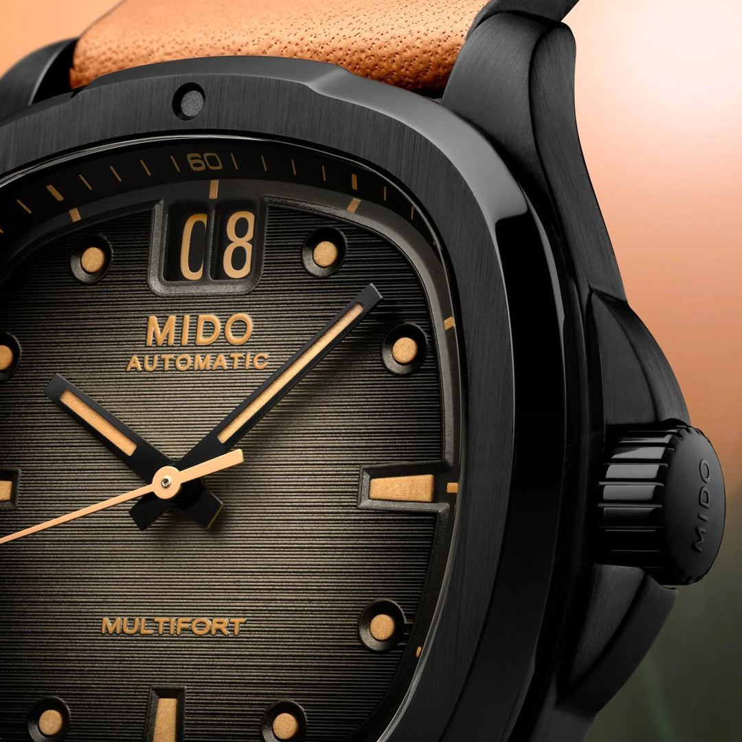 Mido watch Multifort TV Big Date 40mm automatic gray steel black PVD finish M049.526.36.081.00