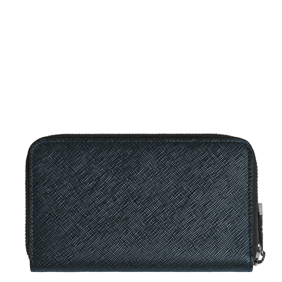 Montblanc World 12 תאים עם רוכסן תאים בינוני טוויד כחול 220362