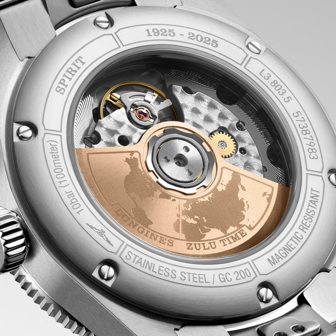 Longines Watch Spirit Time Zulu 1925 39 מ"מ פלדת זהב אוטומטית שחורה L3.803.5.53.6