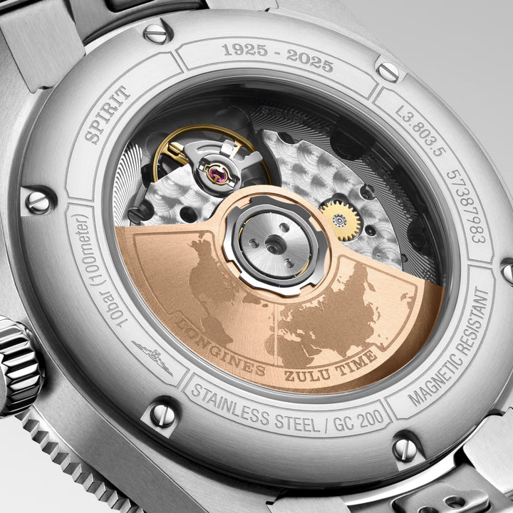 Longines Watch Spirit Time Zulu 1925 39 מ"מ פלדת זהב אוטומטית שחורה L3.803.5.53.6