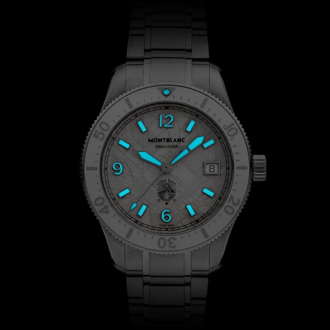 Montblanc Sea Come Automatic Cloack 0 חמצן 38 מ"מ פלדה אוטומטית לבנה 134024