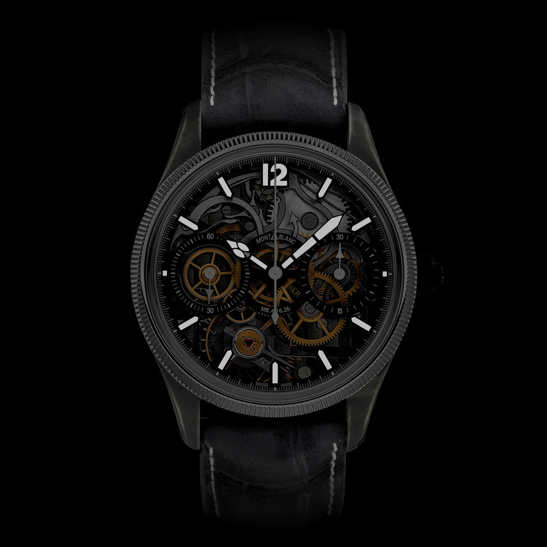 Montblanc Watch 1858 הסוד שנחשף Minerva Monopusher Chronograph מהדורה מוגבלת - 88 דגימות 43 מ"מ פלדה משופעת ידנית 131155