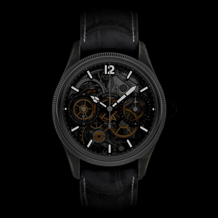 Montblanc Watch 1858 הסוד שנחשף Minerva Monopusher Chronograph מהדורה מוגבלת - 88 דגימות 43 מ"מ פלדה משופעת ידנית 131155