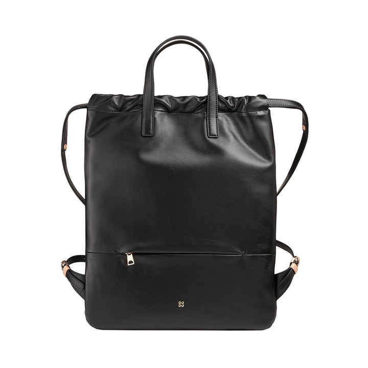 Dudu Women's Backpack in Soft Leather, backpack with drawstring and magnetic button, double handle, simple elegant backpack