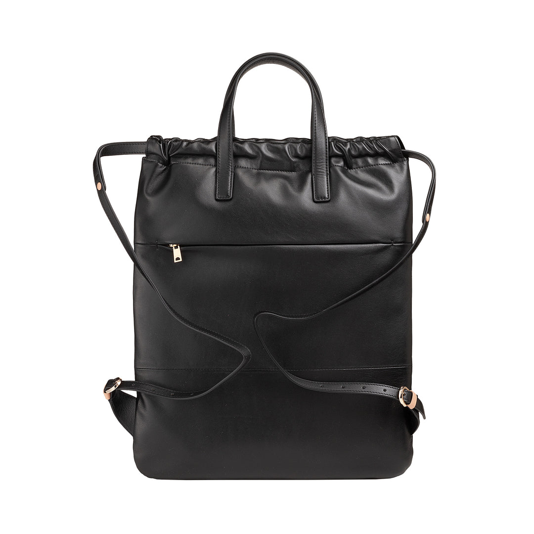 Dudu Women's Backpack in Soft Leather, backpack with drawstring and magnetic button, double handle, simple elegant backpack