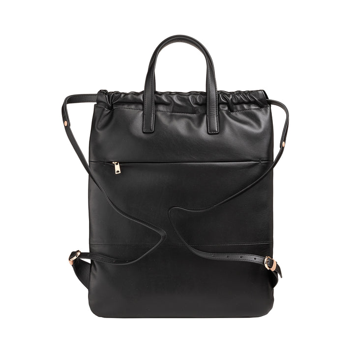Dudu Women's Backpack in Soft Leather, backpack with drawstring and magnetic button, double handle, simple elegant backpack