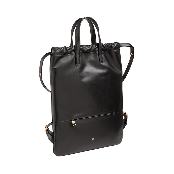 Dudu Women's Backpack in Soft Leather, backpack with drawstring and magnetic button, double handle, simple elegant backpack