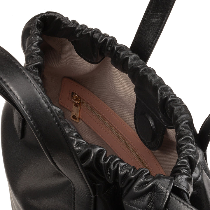 Dudu Women's Backpack in Soft Leather, backpack with drawstring and magnetic button, double handle, simple elegant backpack