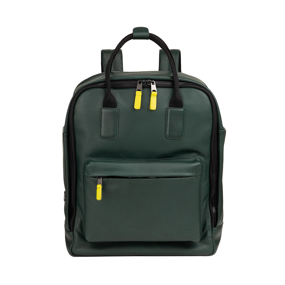 DUDU Leather Backpack for Men and Women - Elegant and Roomy Unisex Casual Backpack, 19 Litres, with Front Pocket and Tablet Compartment, Perfect for Work, Travel and Free Time